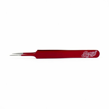 EXCEL BLADES Straight Point Tweezers Needle Point Precision Tweezers Red, 12pk 30427